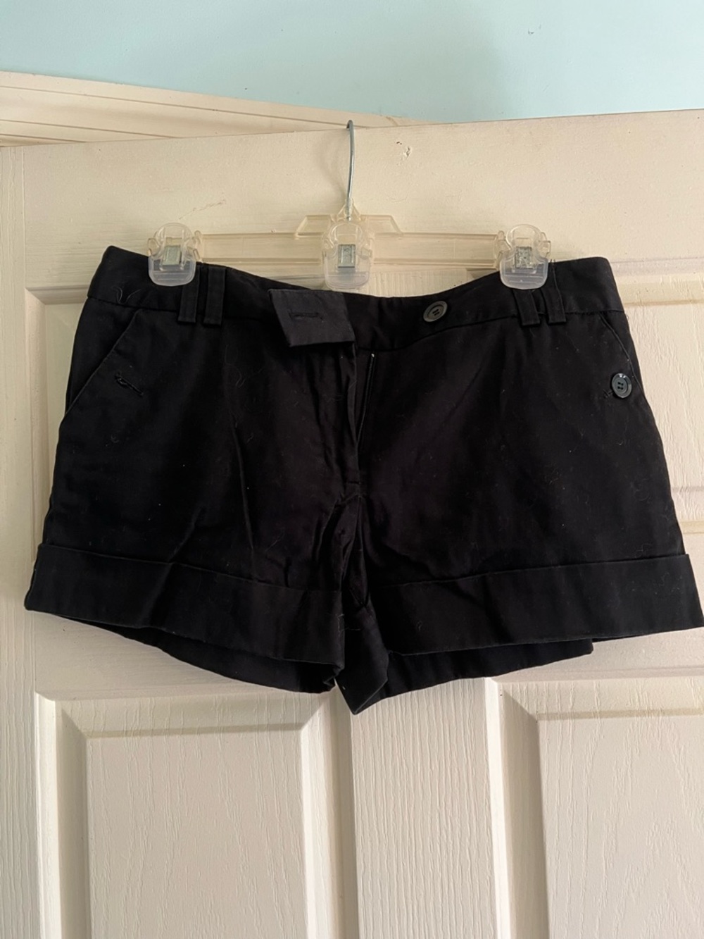 Women's Black Fold-Cuff Dress Shorts